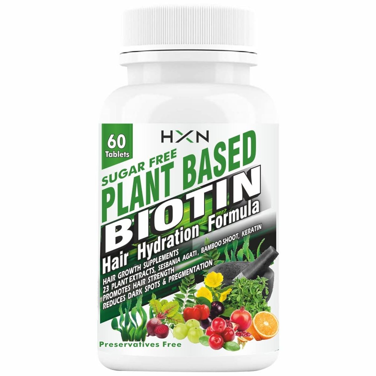 HXN Plant Based Biotin For Hair Growth Supplement Tablets - Ariso