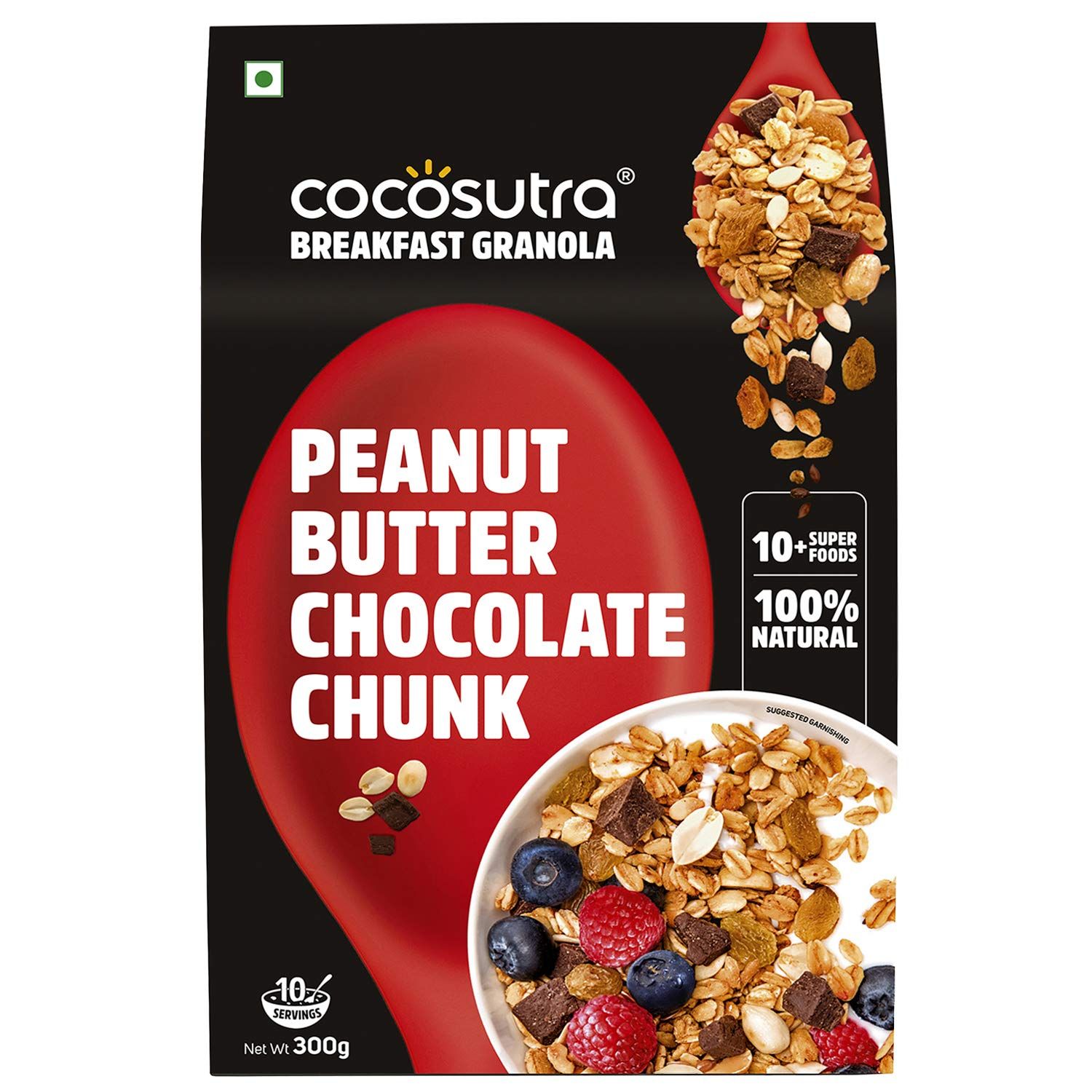 Cocosutra Crunchy Granola Peanut Butter Chocolate Chunk Breakfast Cereal With Oats Nuts Seeds And Dryfruits Sugarfree Image