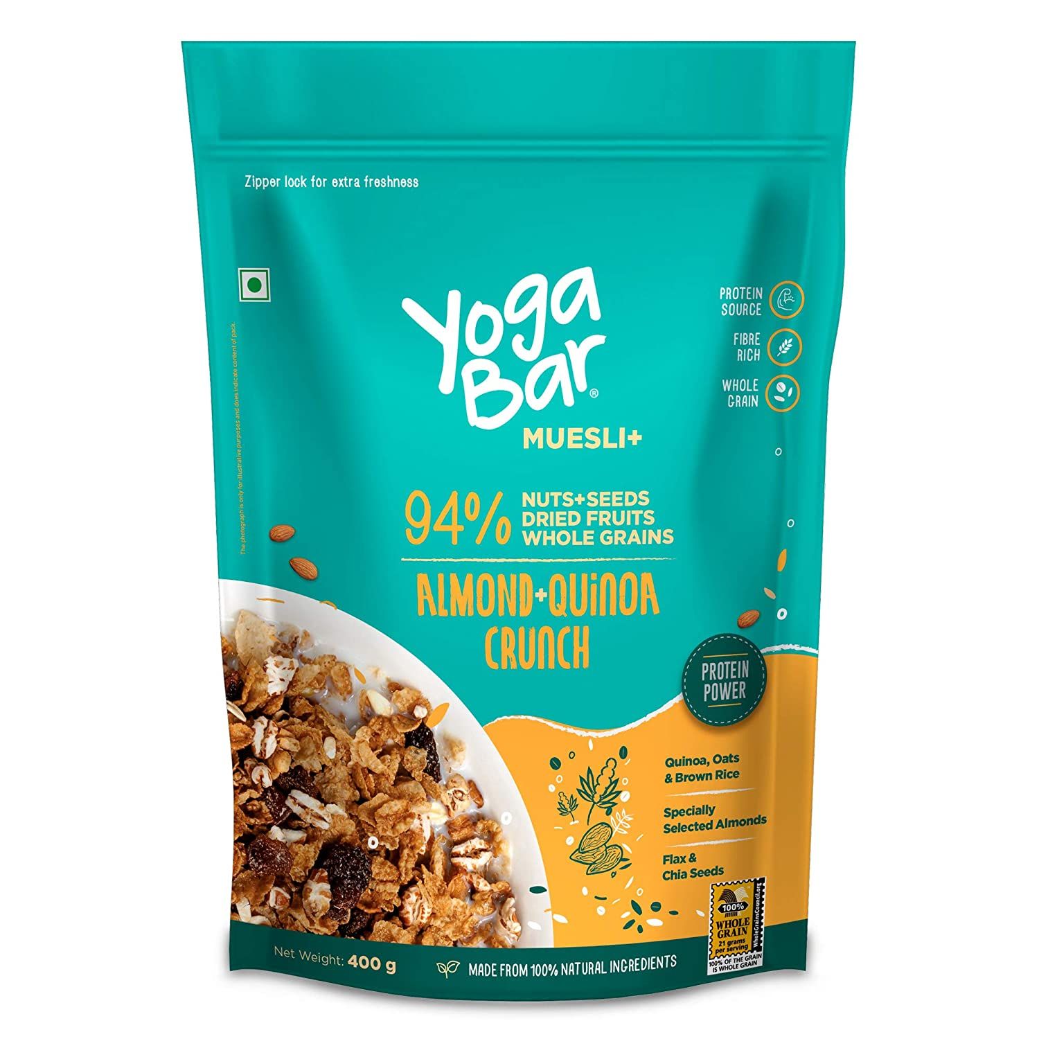Yogabar Muesli + Almonds + Quinoa Crunch Wholegrain Muesli Image