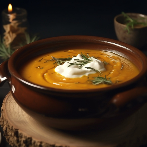 Roasted Pumpkin Soup with Rosemary and Kefir