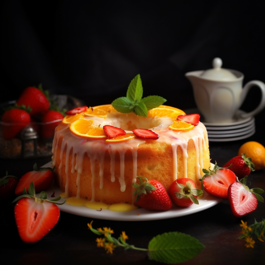 Orange Lemon Tea Cake with Strawberry Twist