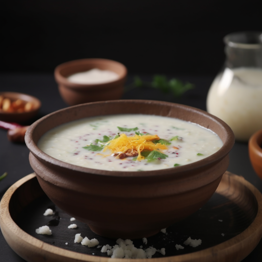Maharashtrian Style Rice Flour Buttermilk Porridge