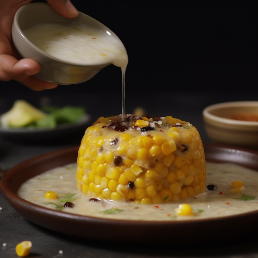 Andhra Style Rice Rava and Moong Dal Pudding with Sweetcorn